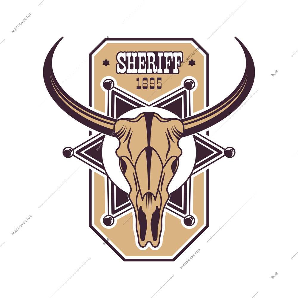 Cowboy emblem composition with grunge vintage style elements and editable text vector illustration