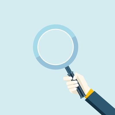 Magnifying glass in a hand flat navigation decorative element icon vector illustration