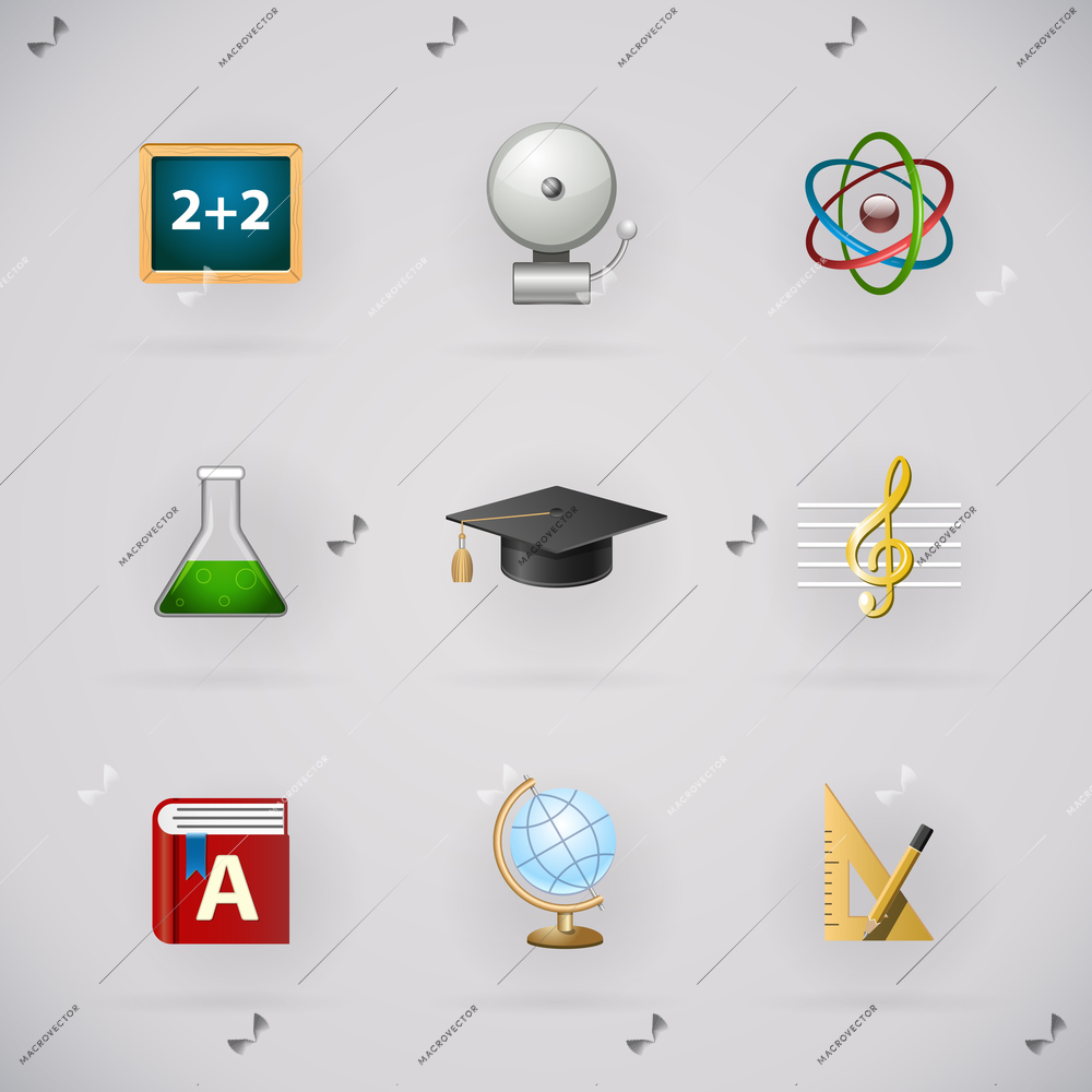 Education pictogram icons set for school application isolated vector illustration