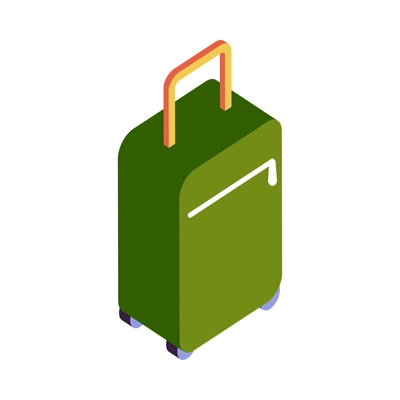 Hostel isometric composition with isolated image of suitcase with handle and wheels on blank background vector illustration