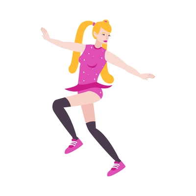 Singer character flat composition with isolated human character of performing female dancer on blank background vector illustration