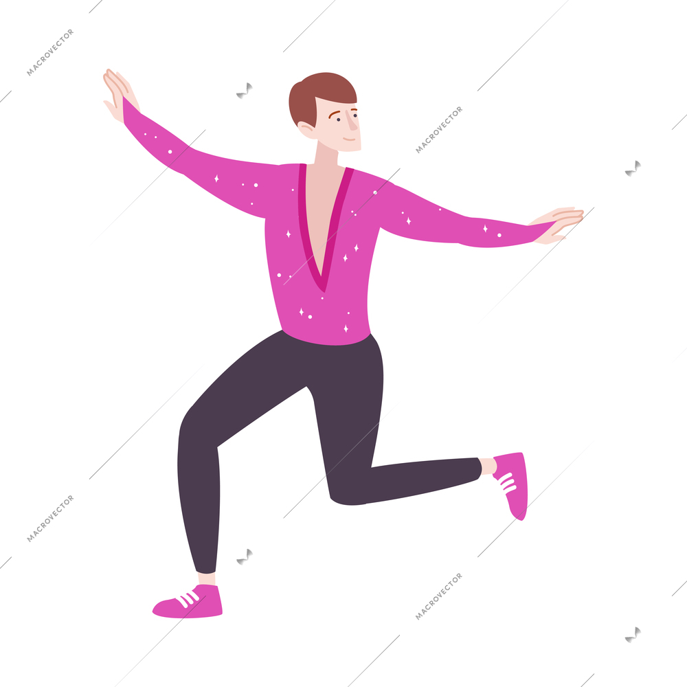 Singer character flat composition with isolated human character of performing male dancer on blank background vector illustration