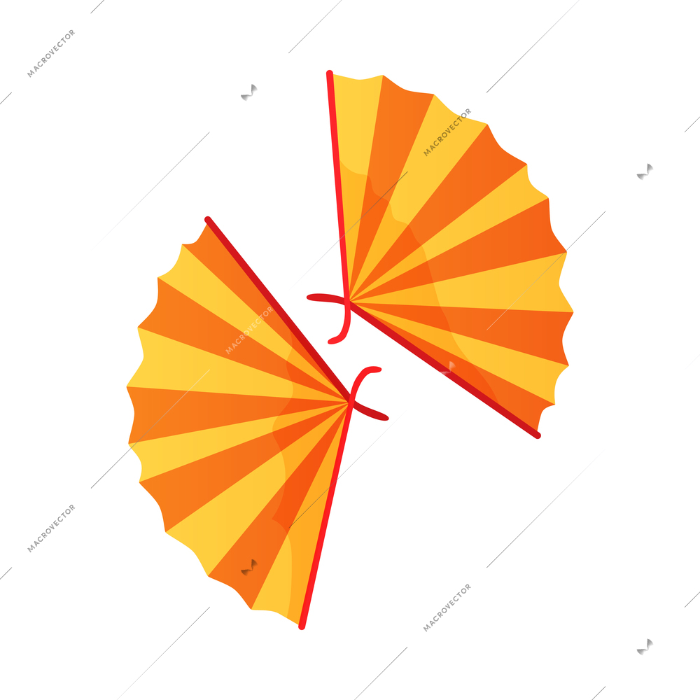 Chinese new year celebration composition with isolated images of ornate hand fans on blank background vector illustration
