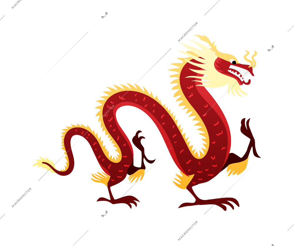 Chinese new year celebration composition with isolated image of dragon on blank background vector illustration
