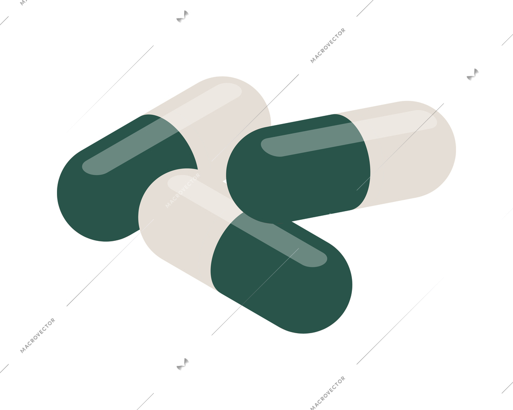 Spirulina isometric composition with view of spirulina pills in capsules on blank background vector illustration