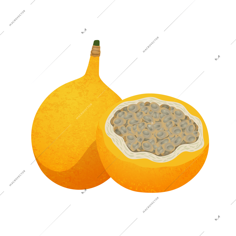 Colombia travel tourism composition with isolated images of yellow passion fruit maracuja on blank background vector illustration