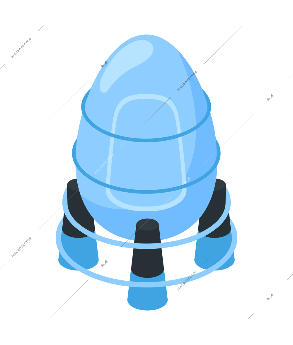 Isometric ufo alien space ship people composition with isolated image of alien rocket on blank background vector illustration