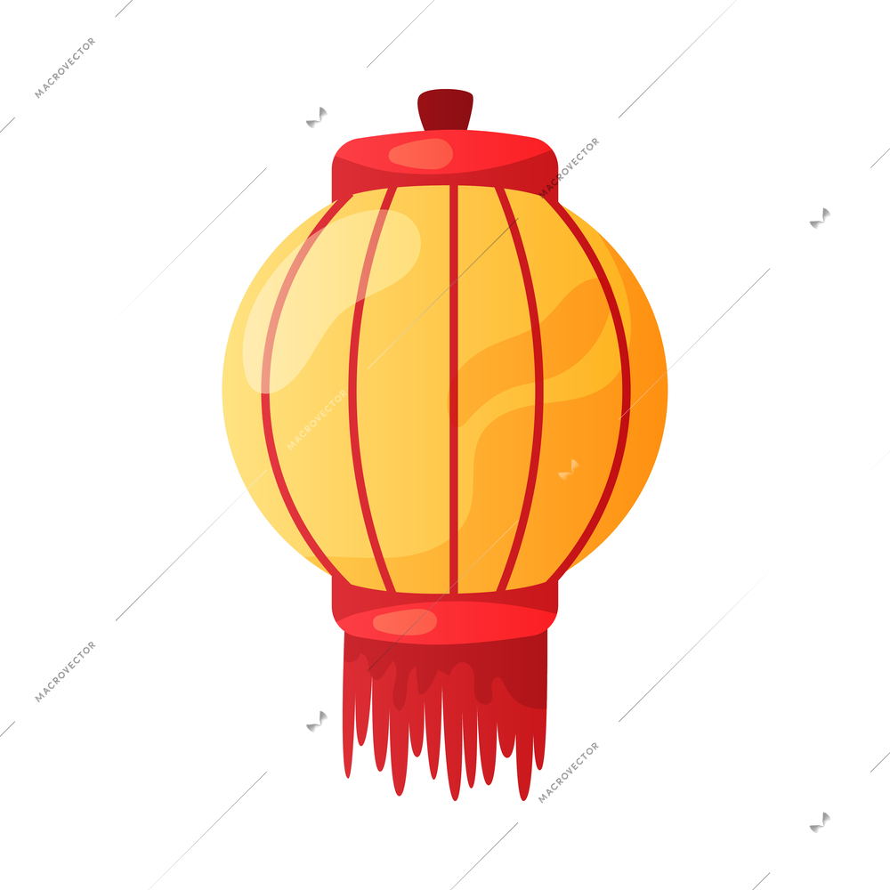 Chinese new year celebration composition with isolated image of hanging lantern with pendants vector illustration