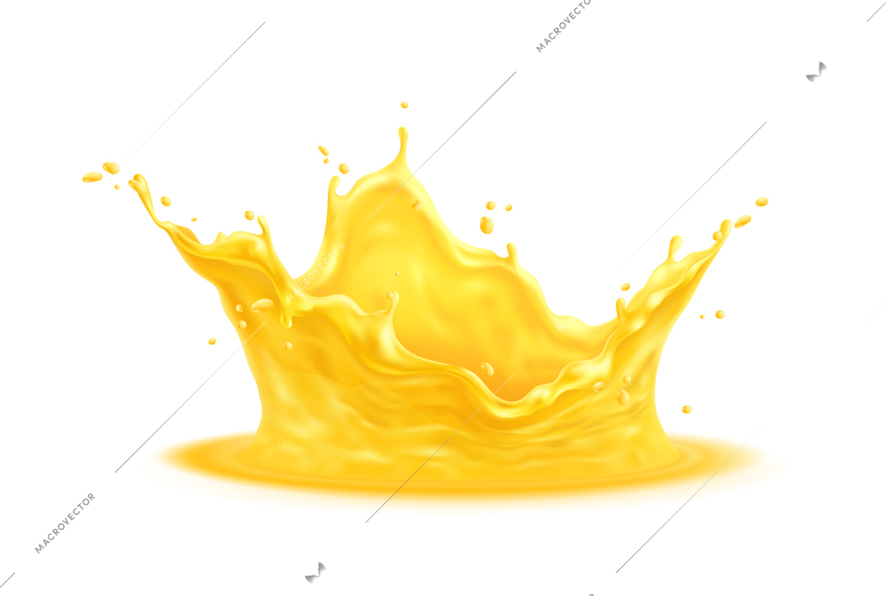 Orange juice splashes composition with isolated image of liquid flow with drops vector illustration