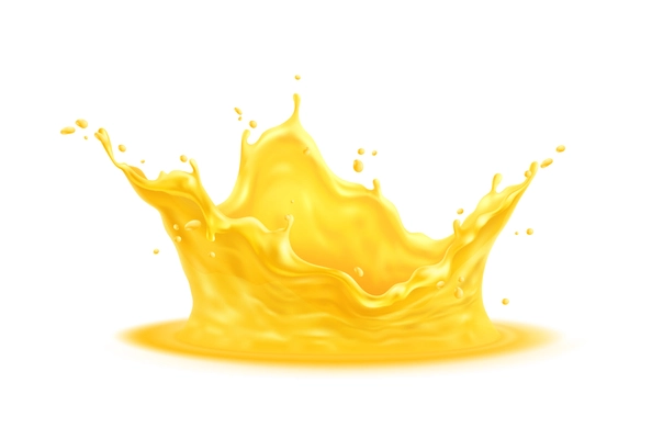 Orange juice splashes composition with isolated image of liquid flow with drops vector illustration