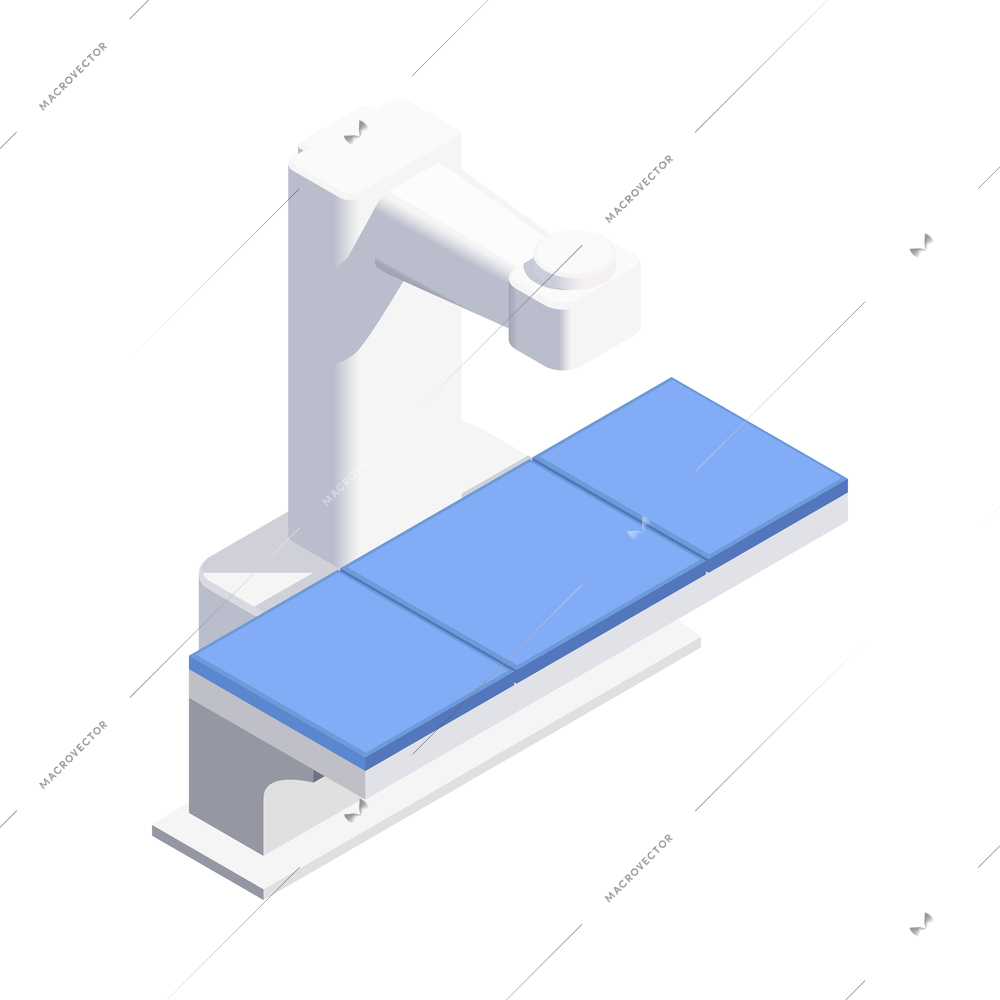 Medical equipment isometric composition with isolated image of hospital bed with light on blank background vector illustration
