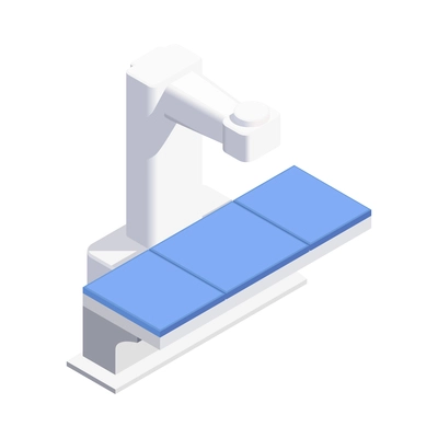 Medical equipment isometric composition with isolated image of hospital bed with light on blank background vector illustration