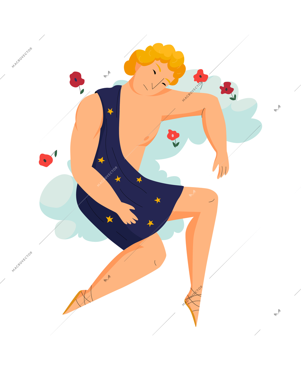 Greek god composition with isolated human character of ancient mythological character on blank background vector illustration