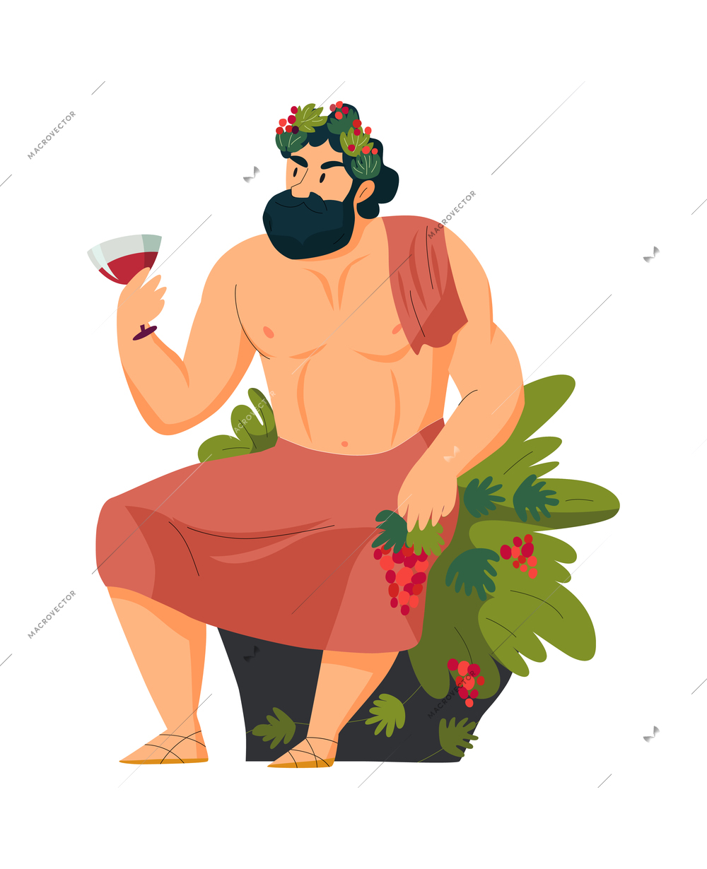 Greek god composition with isolated human character of ancient mythological character on blank background vector illustration