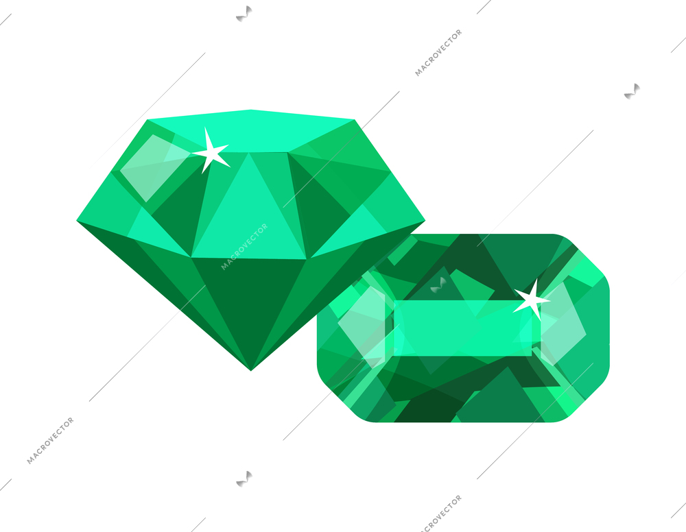 Colombia travel tourism composition with isolated image of emerald green stones on blank background vector illustration