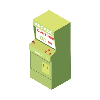 Recreation room isometric composition with isolated image of generic arcade machine with screen and buttons vector illustration