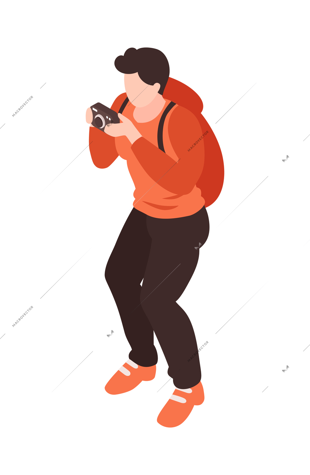 Isometric travel england london composition with isolated character of male tourist with camera on blank background vector illustration