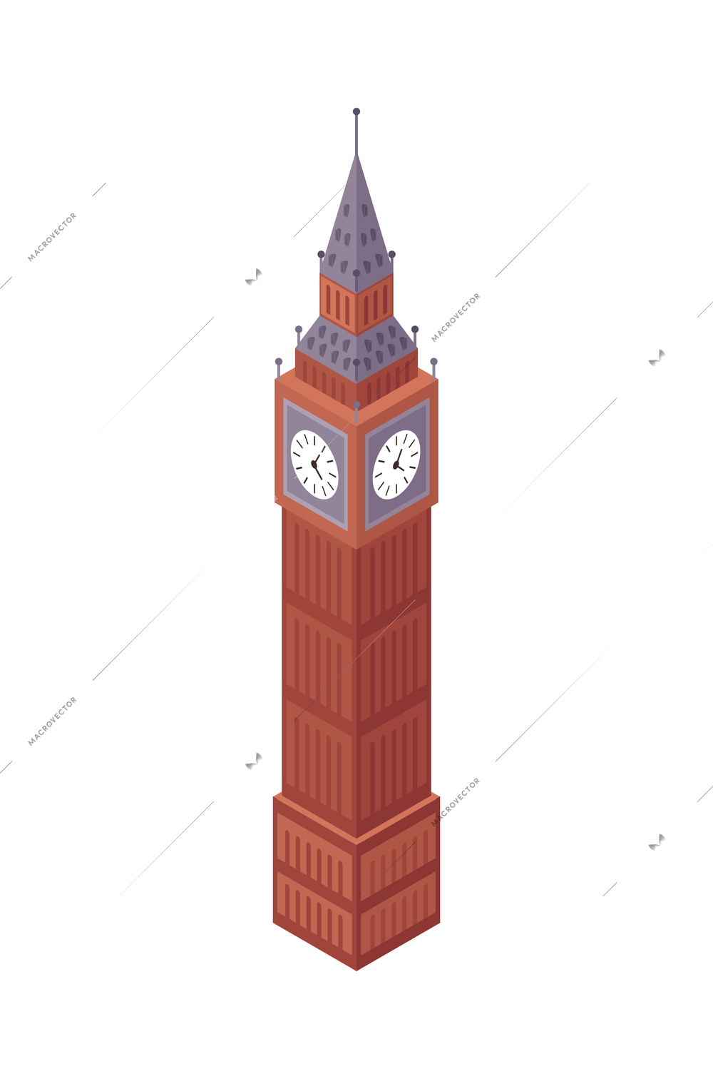 Isometric travel england london composition with isolated image of big ben tower on blank background vector illustration