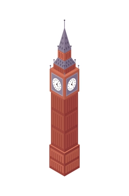 Isometric travel england london composition with isolated image of big ben tower on blank background vector illustration