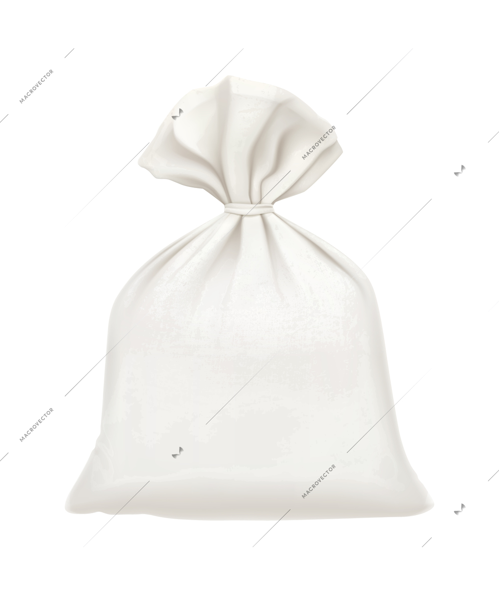 Sack realistic composition with isolated view of cloth bag on blank background vector illustration
