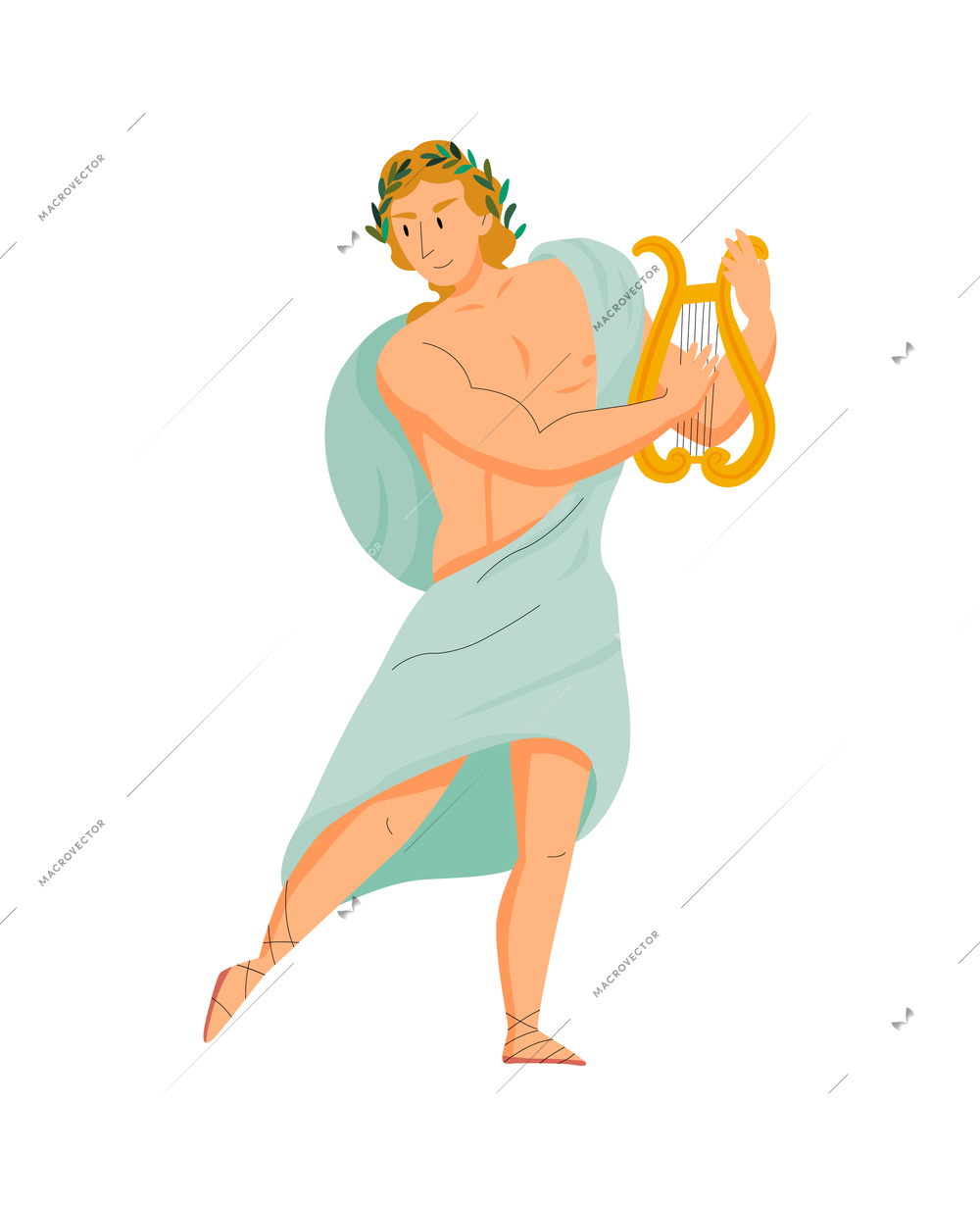 Greek god composition with isolated human character of ancient mythological character on blank background vector illustration