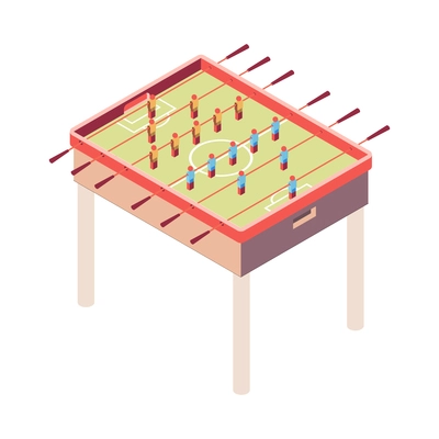 Recreation room isometric composition with isolated image of kicker table on blank background vector illustration