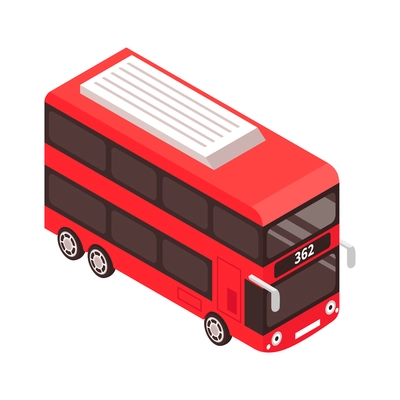 Isometric travel england london composition with isolated image of red double decker bus on blank background vector illustration