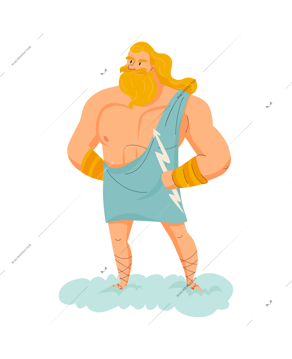 Greek god composition with isolated human character of ancient mythological character on blank background vector illustration