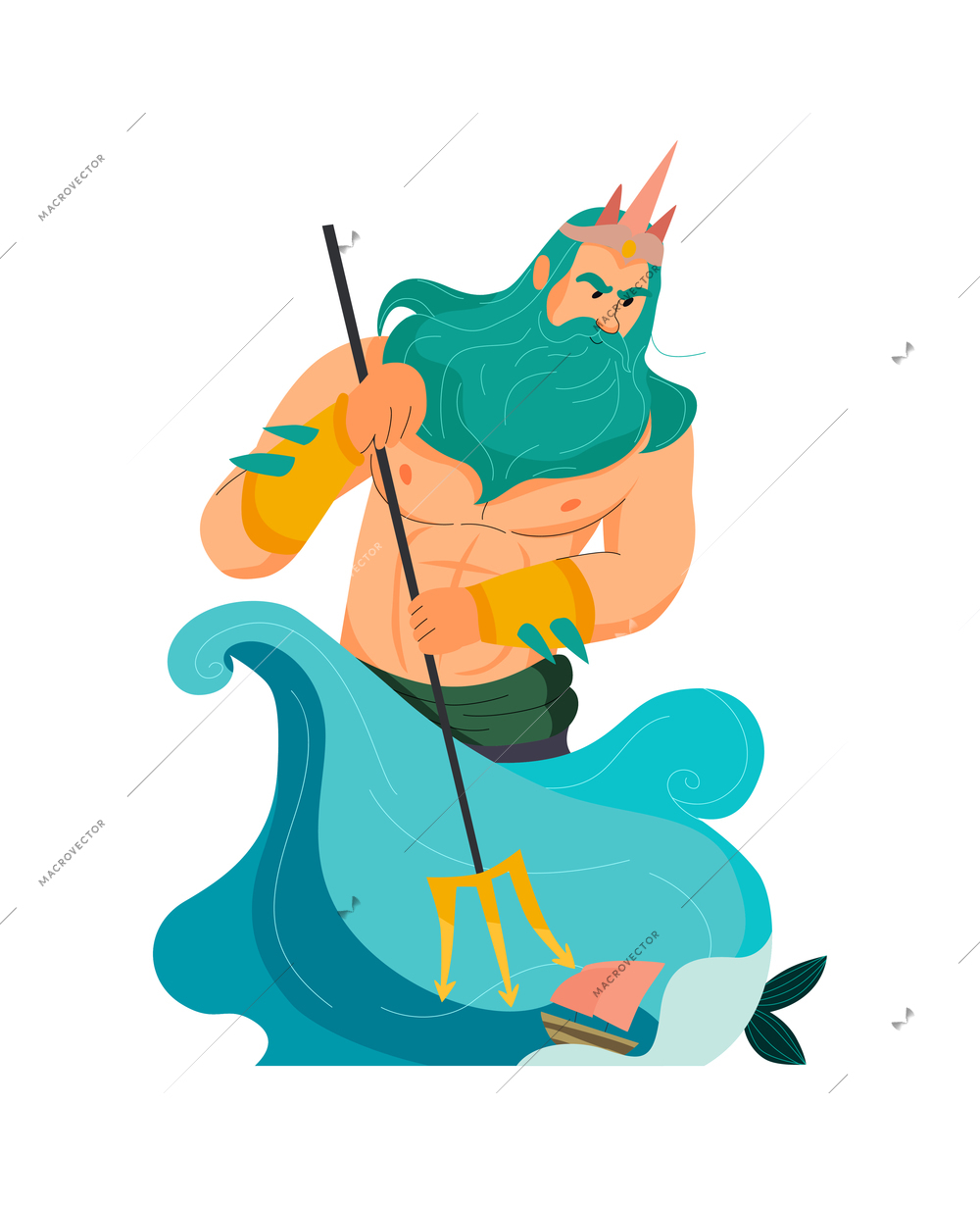 Greek god composition with isolated human character of ancient mythological character on blank background vector illustration