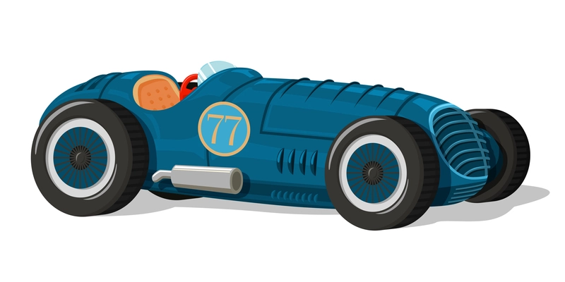 Retro racing car icon isolated vector illustration