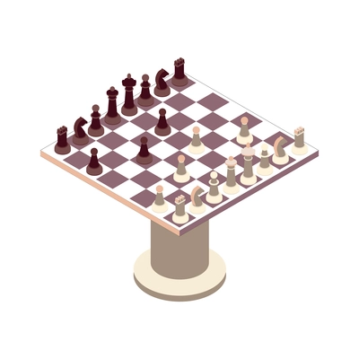 Recreation room isometric composition with isolated image of chess table on blank background vector illustration