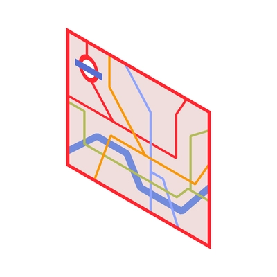 Isometric travel england london composition with isolated image of subway metro map on blank background vector illustration