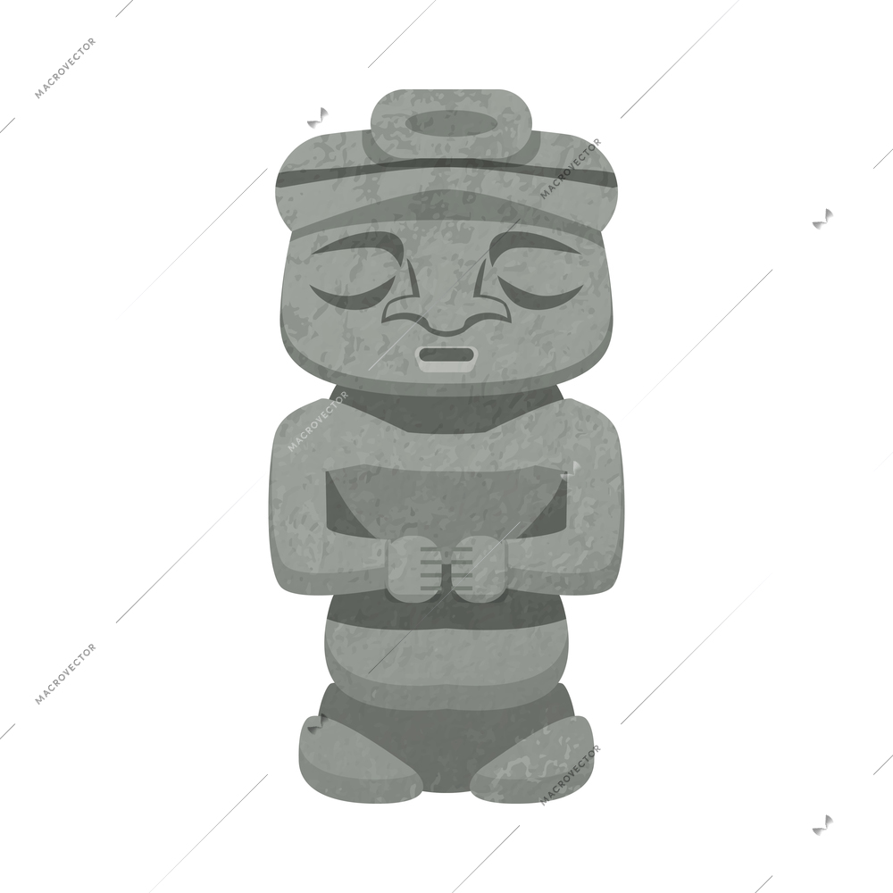 Colombia travel tourism composition with isolated image of stone statue of ancient idol on blank background vector illustration