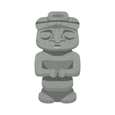 Colombia travel tourism composition with isolated image of stone statue of ancient idol on blank background vector illustration