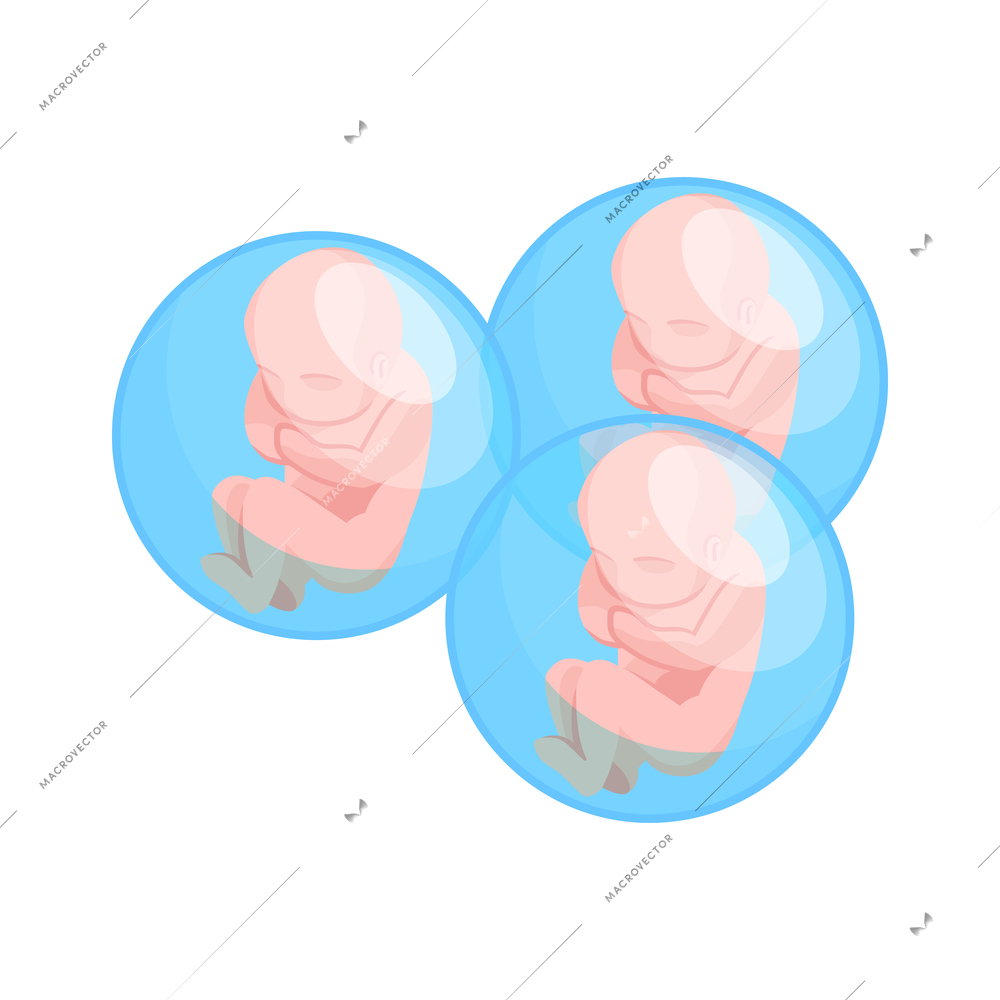 Isometric human cloning dna research science laboratory composition with images of cloned embryos inside bubbles vector illustration