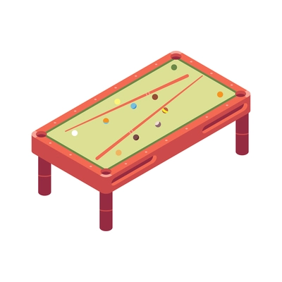 Recreation room isometric composition with isolated image of billiard table on blank background vector illustration