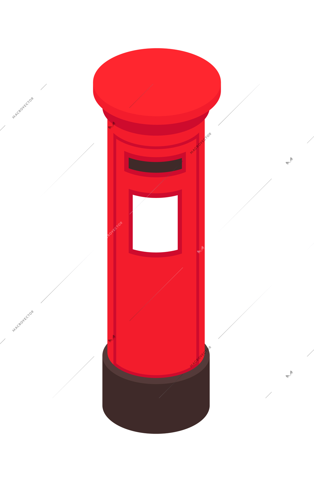 Isometric travel england london composition with isolated image of red post column on blank background vector illustration