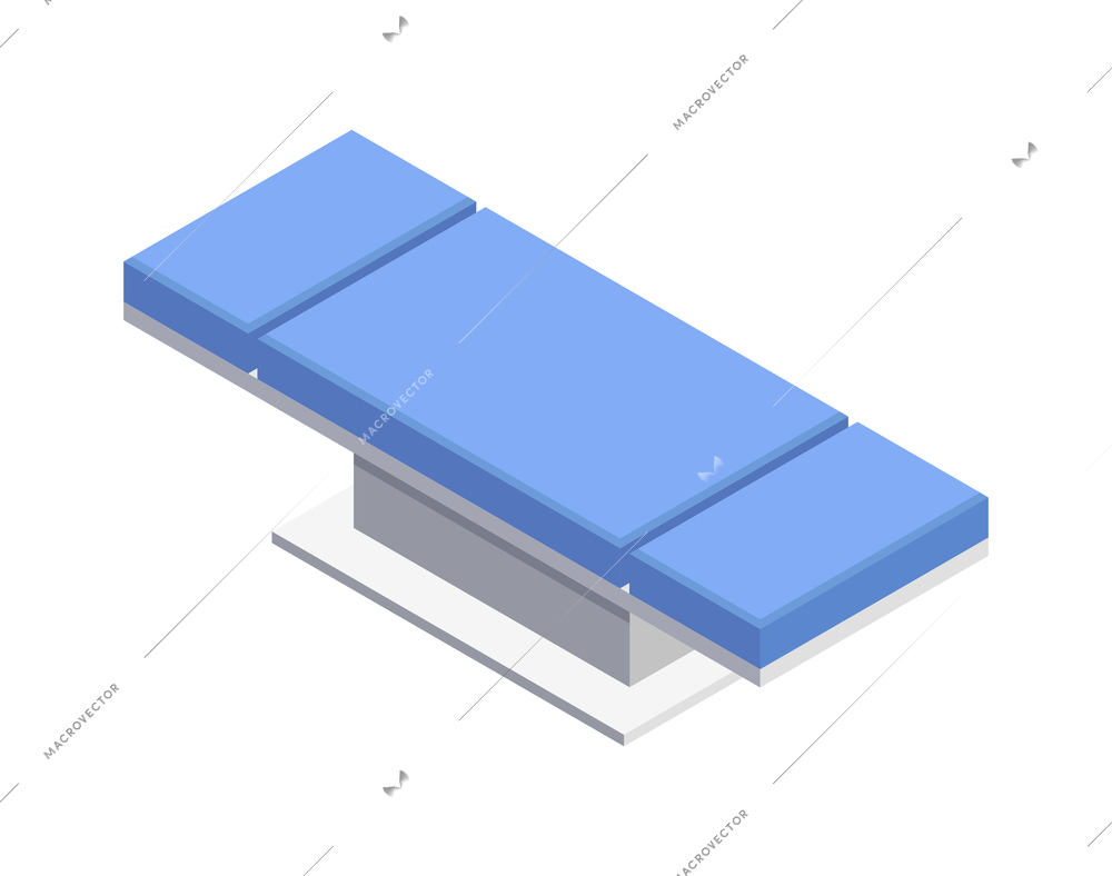 Medical equipment isometric composition with isolated image of foldable surgical bed on blank background vector illustration