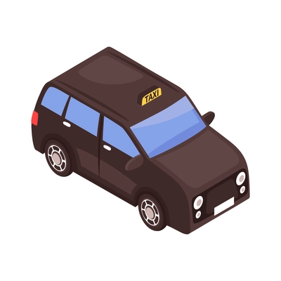 Isometric travel england london composition with isolated image of black car taxi cab on blank background vector illustration