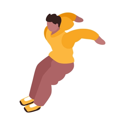 Isometric extreme street sport city parkour composition with character of boy in jumping ready position vector illustration