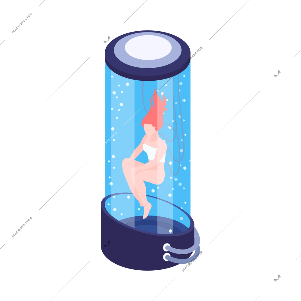 Isometric human cloning dna research science laboratory composition with cloned person inside glass tube vector illustration