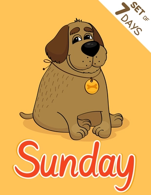 Sunday dog weekdays hipster vector illustration calendar set