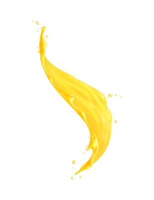 Orange juice splashes composition with isolated image of liquid flow with drops vector illustration