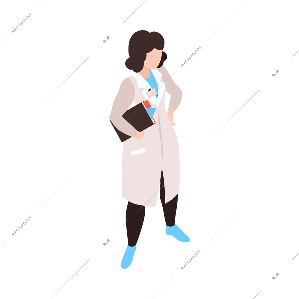 Isometric human cloning dna research science laboratory composition with isolated character of female scientist vector illustration