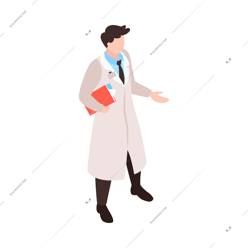 Isometric human cloning dna research science laboratory composition with isolated character of male scientist vector illustration