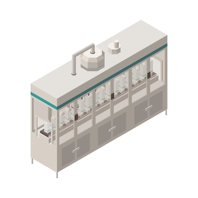 Milk production isometric composition with isolated image of industrial facility on blank background vector illustration