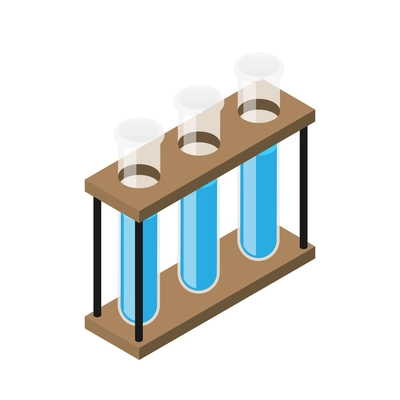 Isometric pharmaceutic laboratory research composition with isolated image of test tubes kit vector illustration