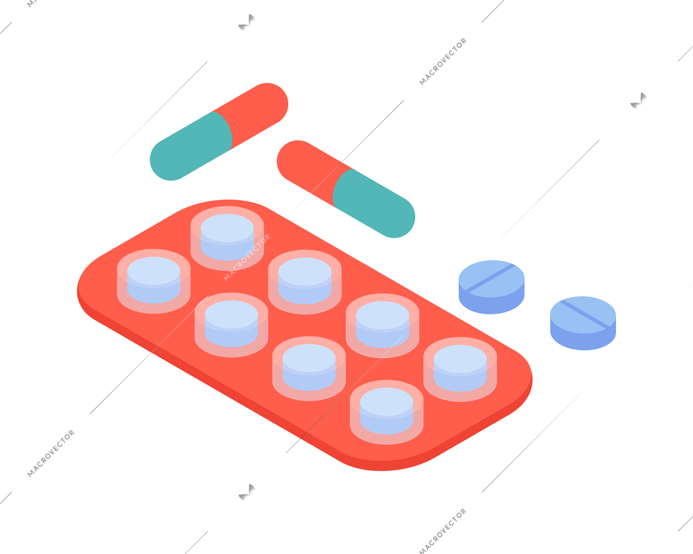 Isometric gynecology obstetrics composition with isolated image of medical drugs pills on blank background vector illustration