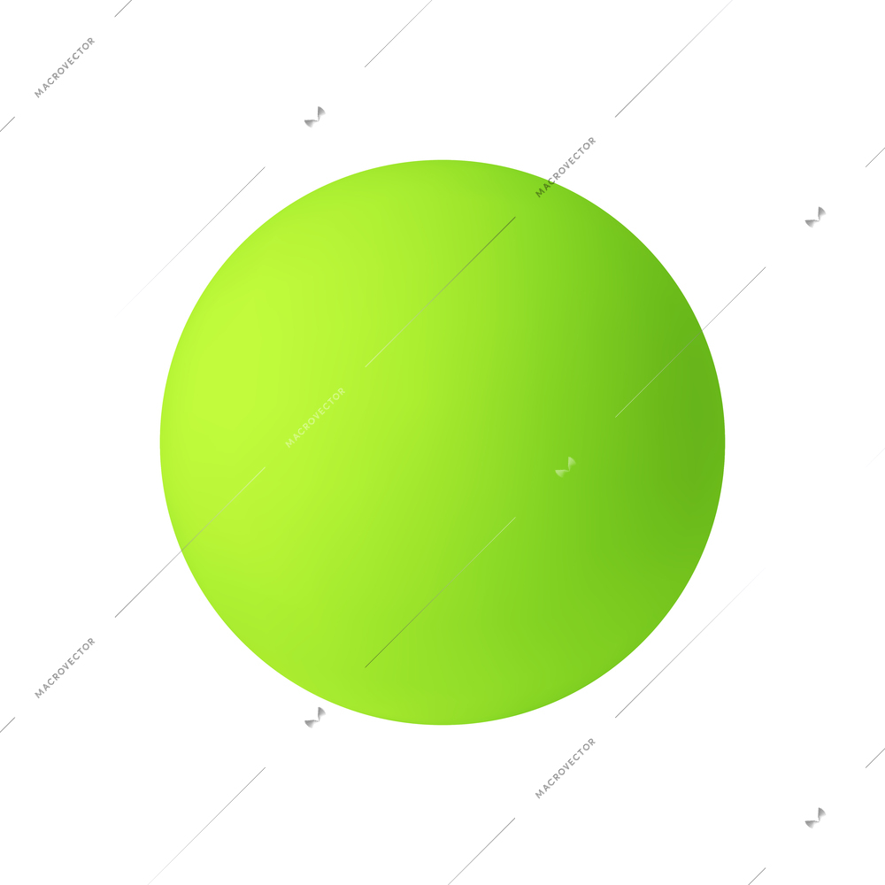 Basic stereometry shapes realistic composition with isolated 3d image of green colored sphere on blank background vector illustration