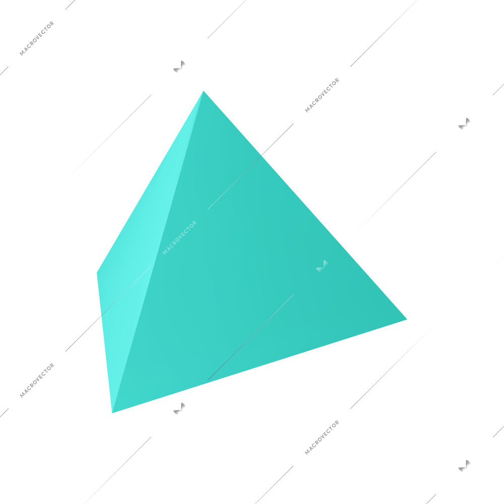 Basic stereometry shapes realistic composition with isolated 3d image of colorful triangle pyramid on blank background vector illustration